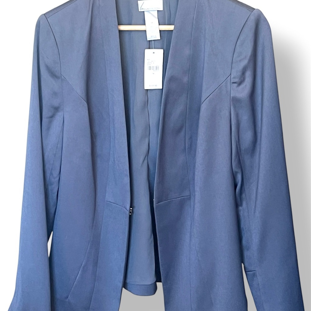 Classic Women’s Open-Front Blazer Jacket - Grey/Blue